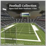 3D Model - Football Collection Open End Zone Stadium 3 Tier
